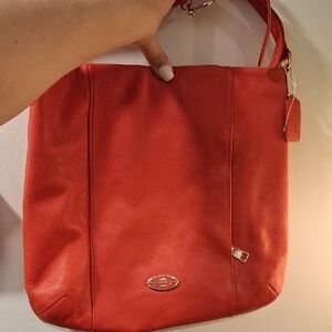 Coach Vibrant Red Leather Hobo Bag